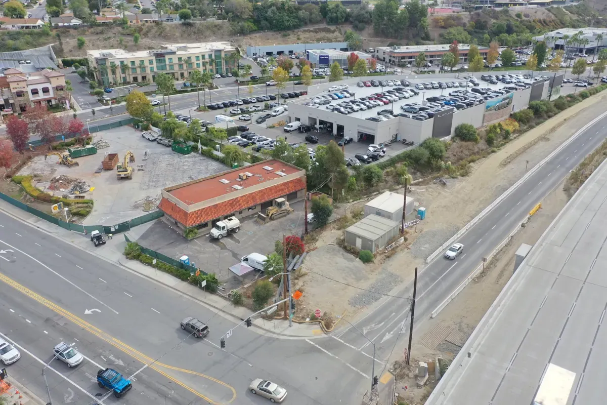 Former Mission Viejo rug shop building during demolition