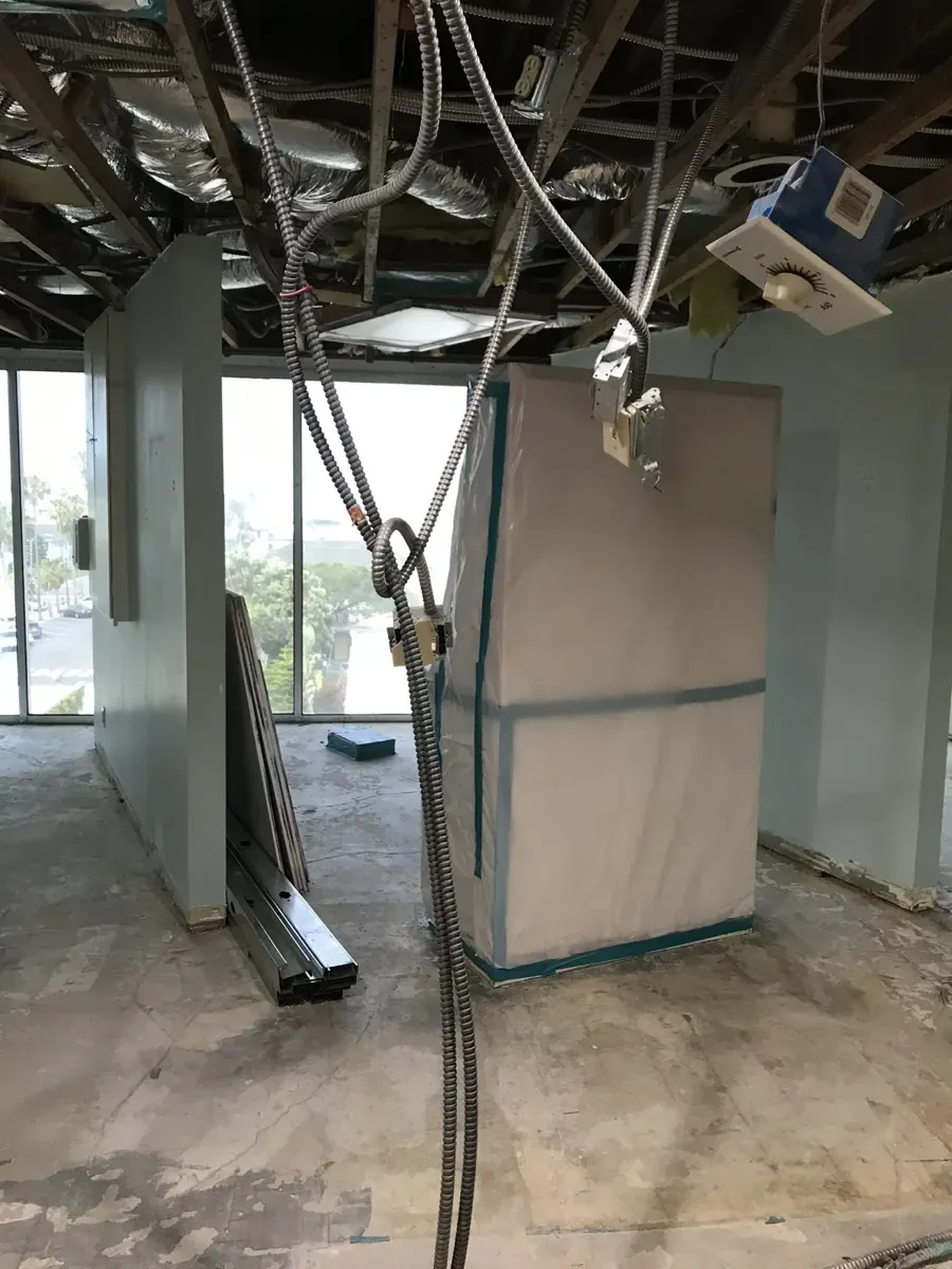 Designated ceiling and interior removal area in a Redondo Beach dental suite