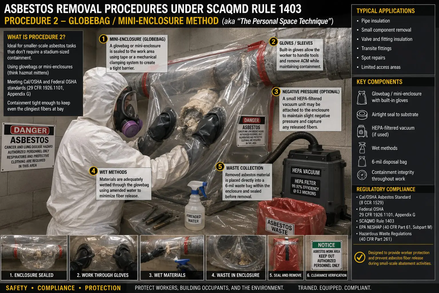 Field illustration of a glovebag or mini-enclosure method for Rule 1403 Procedure 2