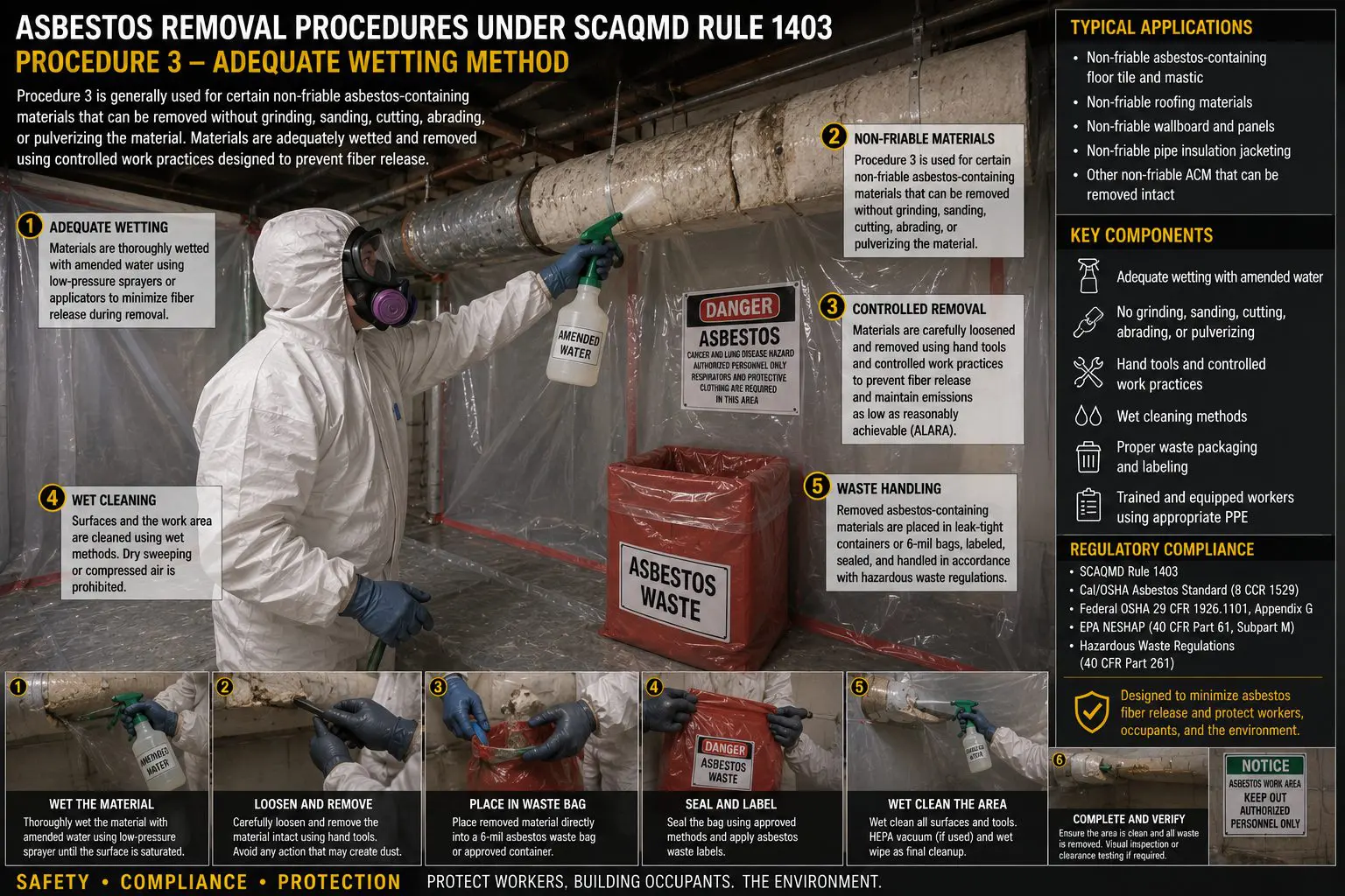 Field illustration of adequate wetting and controlled removal for Rule 1403 Procedure 3