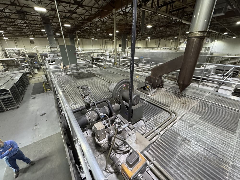 Industrial process line and connected equipment inside a facility