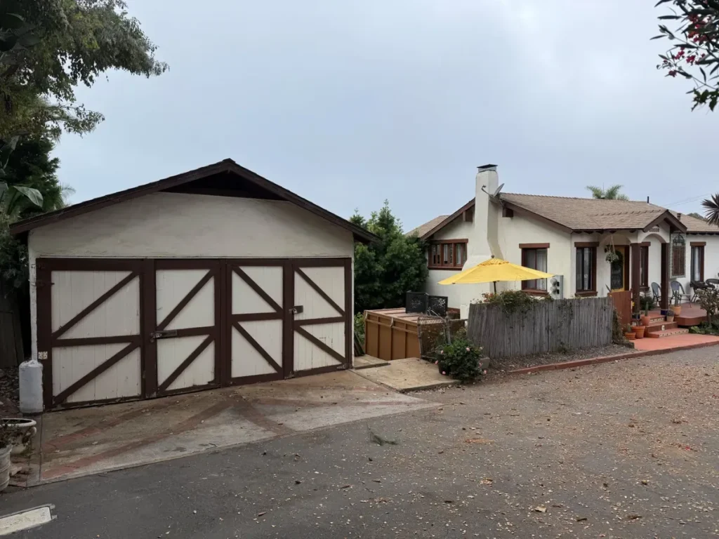 Garage exterior at the Laguna Beach ADU renovation site