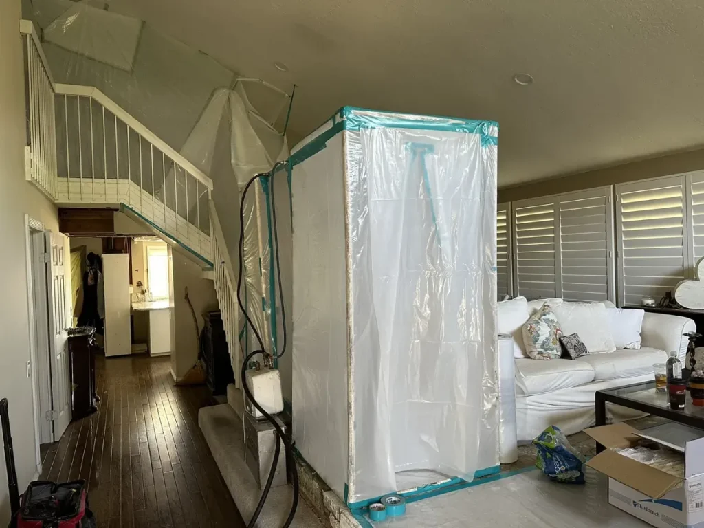 Containment and contents near the Mission Viejo residential work area