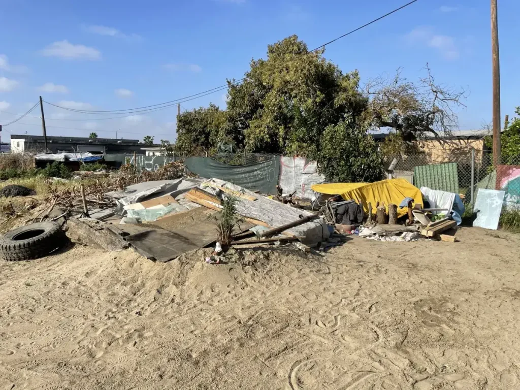 Accumulated debris on the Orange County property